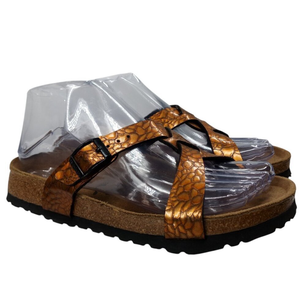 Birkies Birkenstock Bronze Metallic Reptile Slide Sandals Size 36 US 5 Snake